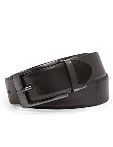 Steve Madden Men's Dress Casual Every Day Leather Belt, Black/Brown (Burnished), 34