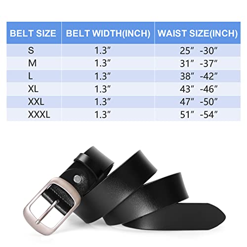 SUOSDEY Fashion Womens Soft Leather Belt, Waist Belt with Pin Buckle for Jeans Pants, black belt,width 1.3"
