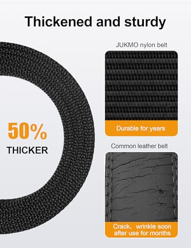 JUKMO Ratchet Belt for Men, Nylon Web Tactical Belt with Automatic Slide Buckle (Black, Large)