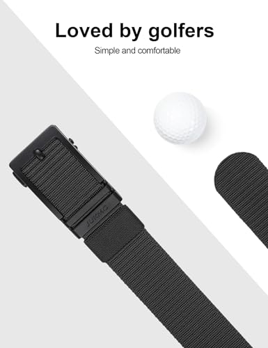 JUKMO Ratchet Belt for Men, Nylon Web Tactical Belt with Automatic Slide Buckle (Black, Large)
