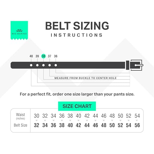 Marino's Dress Belt Men, Elegant Mens Belts Leather with Single Prong Buckle, Genuine Leather Belt for Men - Black - 42