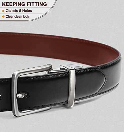 BULLIANT Men's Belt,Reversible Belt 1.25" For Gift Mens Casual Golf Dress pants shirts,One Reverse For 2 Sides(Black/Light Brown,32"-34" Waist Adjustable)
