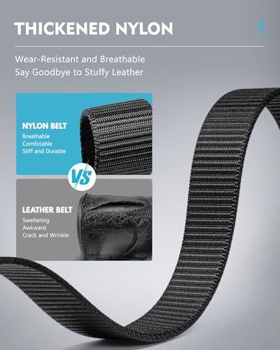 FAIRWIN Men's Ratchet Web Belt,1.25 inch Nylon Automatic Buckle Belt,No Holes Invisible Belt for Men(Black, S)