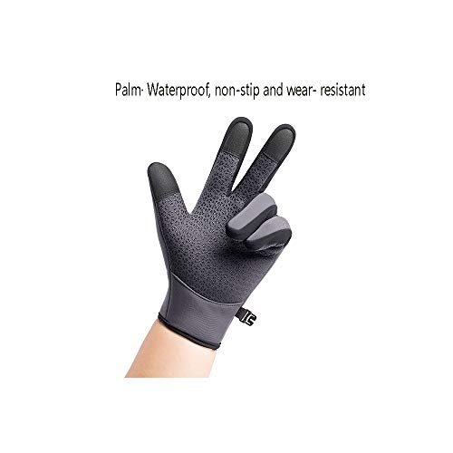 sxxkuxuan Winter Warm Gloves Men Women Cycling Wkiing Windproof and Waterproof Pu Leather Touchscreen Cold Weather Driving Gloves(Gray-m)