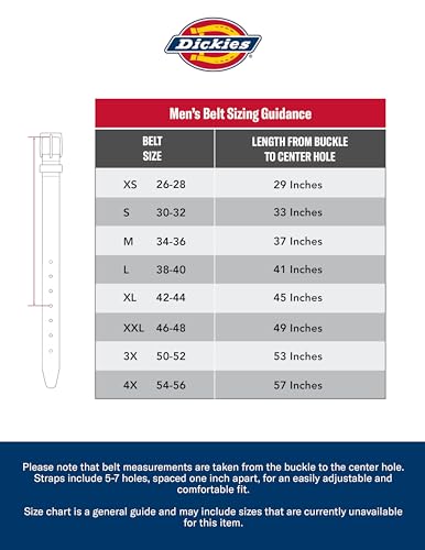 Dickies Men's Big & Tall Leather Double Prong Belt, Black, 2X (46-48)