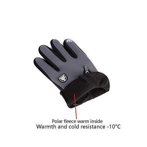 sxxkuxuan Winter Warm Gloves Men Women Cycling Wkiing Windproof and Waterproof Pu Leather Touchscreen Cold Weather Driving Gloves(Gray-m)