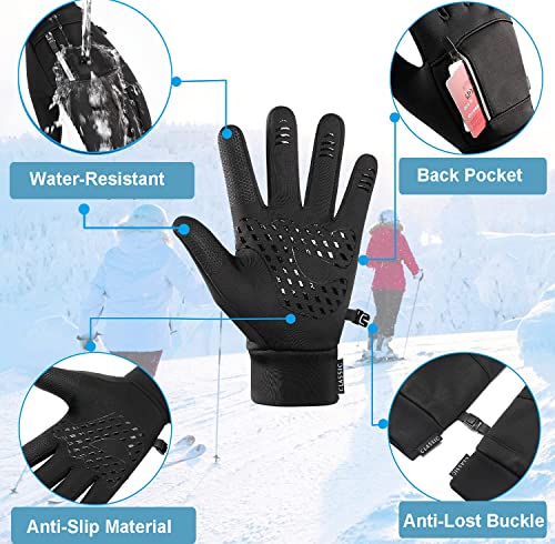 Weitars Winter Gloves Waterproof Thermal Sport Glove for Men and Women for Running Cycling Driving Hiking, Snug Fit Warm Glove for Work (XL)