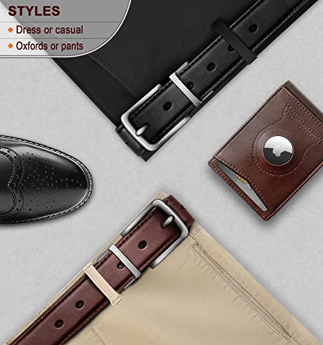 BULLIANT Men's Belt,Reversible Belt 1.25" For Gift Mens Casual Golf Dress pants shirts,One Reverse For 2 Sides(Black/Light Brown,32"-34" Waist Adjustable)
