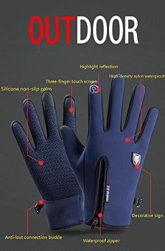 sxxkuxuan Winter Warm Gloves Men Women Cycling Wkiing Windproof and Waterproof Pu Leather Touchscreen Cold Weather Driving Gloves(Gray-m)