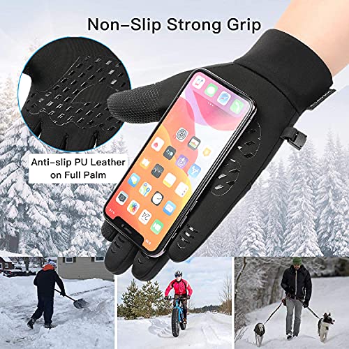 Weitars Winter Gloves Waterproof Thermal Sport Glove for Men and Women for Running Cycling Driving Hiking, Snug Fit Warm Glove for Work (XL)