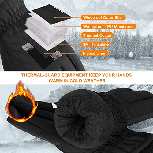 anqier -30℉ Winter Gloves Touchscreen Thermal Gloves for Skiing Running Hiking Waterproof Windproof Gloves for Men Women Black Small