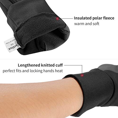 FanVince Thermal Gloves Touchscreen Winter Insulated Glove - Windproof Water Resistant for Running Cycling Driving Outdoor Hiking in Cold Weather for Men and Women (Black,Medium)
