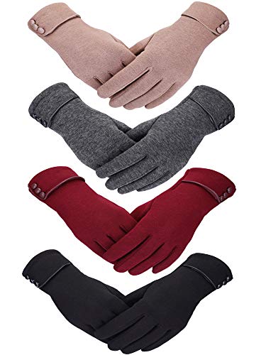 SATINIOR 4 Pairs Womens Gloves Winter Touchscreen Texting Phone Windproof Gloves Fleece Lined Cold Weather Warm Gloves