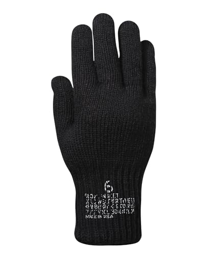 Rothco GI Wool Glove Liners, Black, Size 6