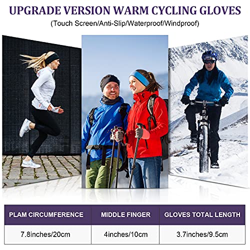 SATINIOR 2 Pairs Outdoor Winter Touchscreen Anti-Slip Full Finger Warm Gloves (Black, Purple)