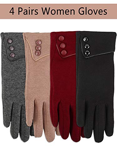 SATINIOR 4 Pairs Womens Gloves Winter Touchscreen Texting Phone Windproof Gloves Fleece Lined Cold Weather Warm Gloves