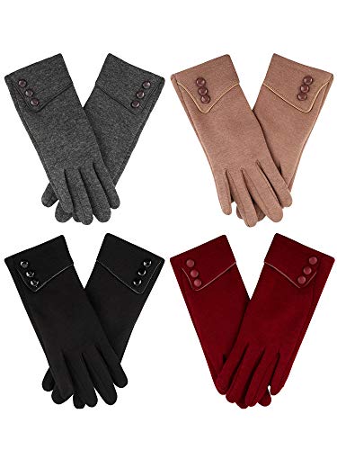 SATINIOR 4 Pairs Womens Gloves Winter Touchscreen Texting Phone Windproof Gloves Fleece Lined Cold Weather Warm Gloves