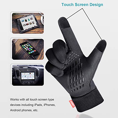 anqier Winter Gloves,Newest Windproof Warm Touchscreen Gloves Men Women for Cycling Running Outdoor Activities (Black-B, Medium)