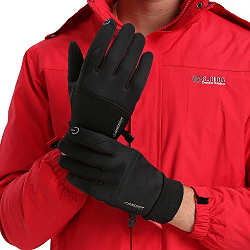 anqier Winter Gloves,Newest Windproof Warm Touchscreen Gloves Men Women for Cycling Running Outdoor Activities (Black-B, Medium)