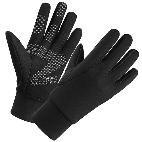 OZERO Winter Gloves for Women Men: Water-Resistant Touch Screen Cold Weather Glove for Texting, Non-Slip Palm Windproof for Driving Cycling Hiking - All-Black (Small)