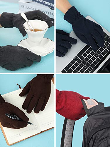 SATINIOR 6 Pairs Winter Fleece Gloves Full Fingers Warm Mittens Gloves for Women Men (Novel Colors)