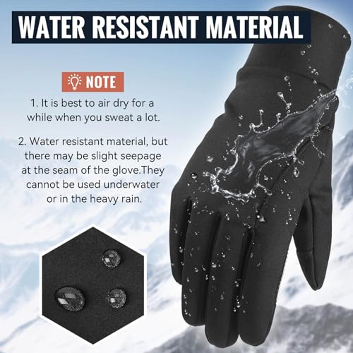 OZERO Winter Gloves for Women Men: Water-Resistant Touch Screen Cold Weather Glove for Texting, Non-Slip Palm Windproof for Driving Cycling Hiking - All-Black (Small)