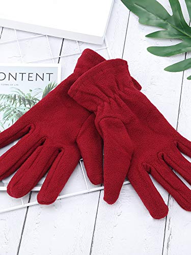 SATINIOR 6 Pairs Winter Fleece Gloves Full Fingers Warm Mittens Gloves for Women Men (Novel Colors)