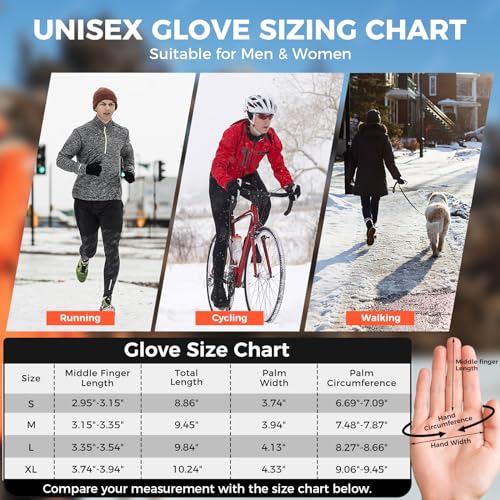 AURUZA Winter Gloves for Men and Womens, Waterproof Cycling Gloves for Men and Womens Cold Weather, Touch Screen Anti-Slip Gloves for Winter, Windproof Gloves for Cycling Driving Running M