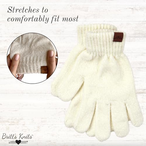 Britt's Knits Soft Chenille Women's Winter Warm Knit Gloves One Size - Green