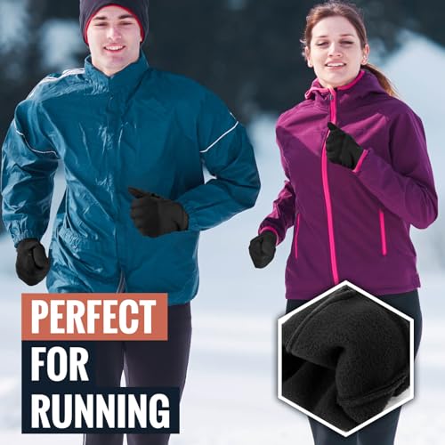 OZERO Winter Gloves for Women Men: Water-Resistant Touch Screen Cold Weather Glove for Texting, Non-Slip Palm Windproof for Driving Cycling Hiking - All-Black (Small)