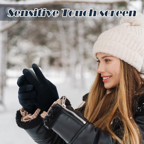 Ymomode Winter Gloves for Men Women 2 Pairs Upgraded Touch Screen Cold Weather Thermal Warm Knit Glove for Running Driving