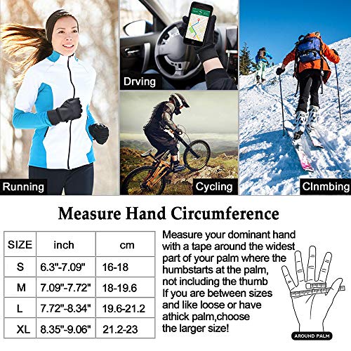 EastKing Winter Gloves Touch Screen Water Resistant for Running Cycling Driving Hiking Working Windproof Warm Waterproof Large Gloves for Men and Women (Black - L)