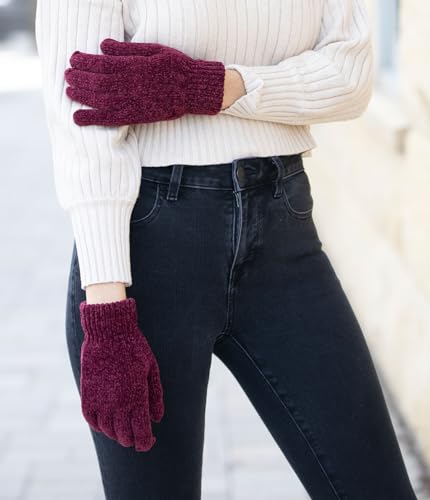 Britt's Knits Soft Chenille Women's Winter Warm Knit Gloves One Size - Green