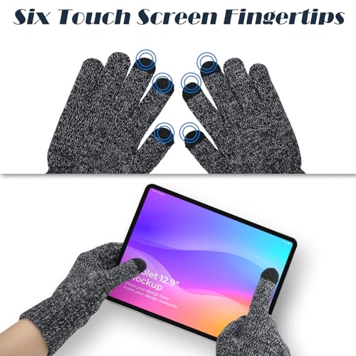 Ymomode Winter Gloves for Men Women 2 Pairs Upgraded Touch Screen Cold Weather Thermal Warm Knit Glove for Running Driving