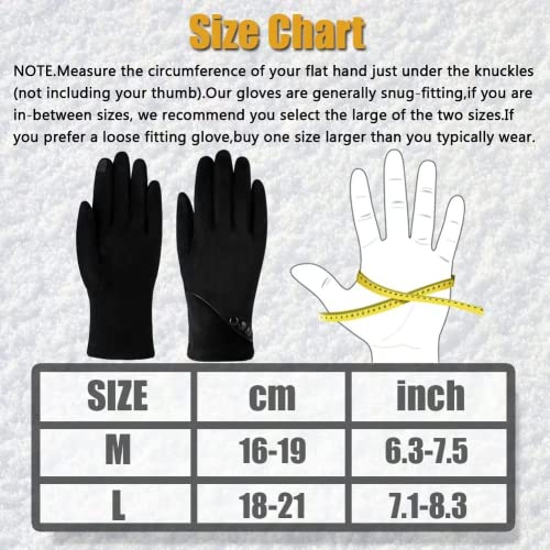 Alepo Womens Winter Warm Gloves, Contrast Color Design Touchscreen Texting Fleece Lined Windproof Driving Gloves Hand Warmer (Black-M)