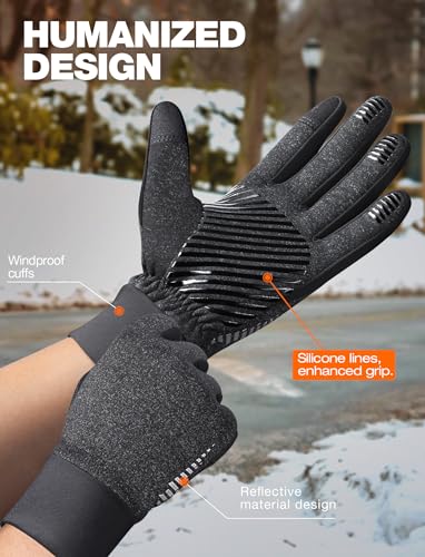 rivmount Winter Gloves Women Men - Warm Gloves Cold Weather, Windproof, Touchscreen, Snow Skiing Thermal Liners - Cycling Running Gear, Driving, Walking, Hiking, Commuting, Texting