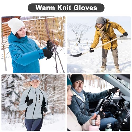 MENOLY 3 Pairs Winter Magic Gloves for Adult Men Women Knit Gloves Warm Stretchy Knit Gloves One Size Fits Men Women Teens