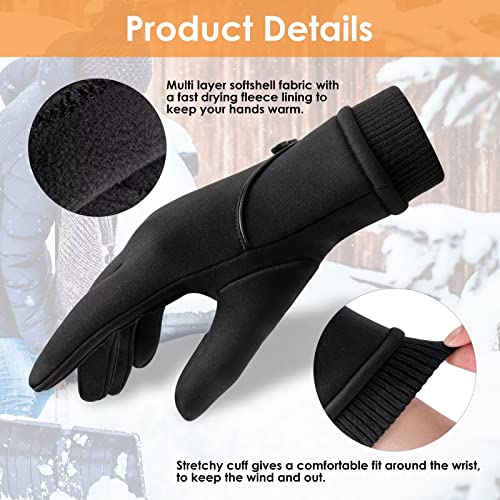 HOLDINA Winter Gloves Women with Touchscreen Fingers,Gloves for Women Water-Resistant with Anti-Slip Leather,Warm Gloves for Women Fleece Lined for Driving Running Cycling Hiking - M