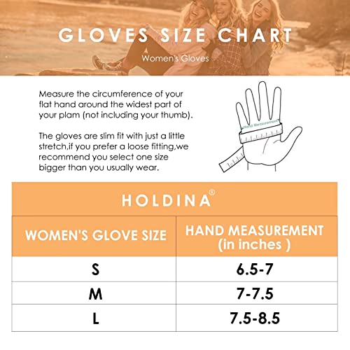 HOLDINA Winter Gloves Women with Touchscreen Fingers,Gloves for Women Water-Resistant with Anti-Slip Leather,Warm Gloves for Women Fleece Lined for Driving Running Cycling Hiking - M