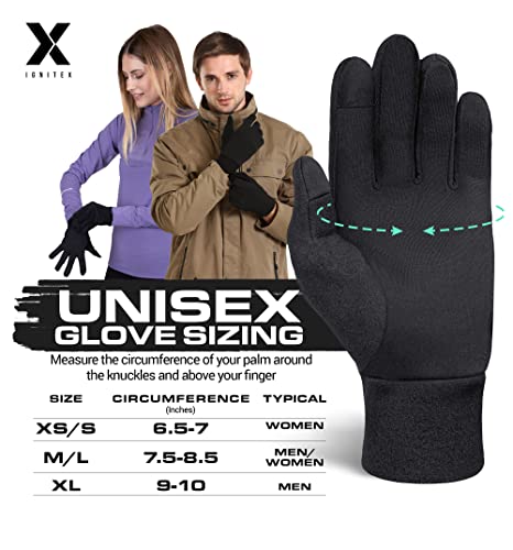 IGN1TE Running Glove Liners - Thermal Winter Gloves for Men & Women - Ski Glove Liners - Men's Winter Gloves for Cold Weather