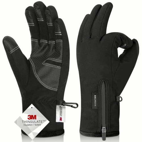 Balhvit -10℉ Waterproof Winter Gloves for Men & Women, Breathable Thermal Gloves, 5-Layer Touch Screen Cold Weather Gloves (XL, Black)