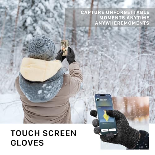 Premillow Winter Gloves - Gloves for Men Women, Wool Fleece Liner Mens Gloves with Touchscreen, Warm Knit Gloves for Women Cold Weather, Insulated Gloves for Skiing Running Driving Cycling