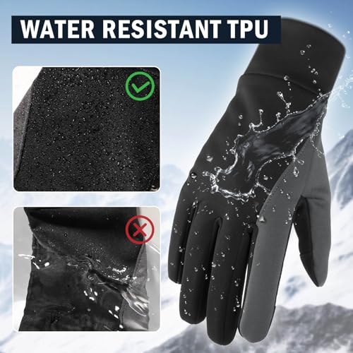 OZERO Winter Gloves for Men Touch Screen Glove Non-Slip Silicone Gel Warm for Smart Phone Texting - Thermal Windproof and Waterproof for Running Cycling Driving - Black (Large)