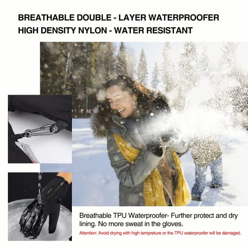 Balhvit -10℉ Waterproof Winter Gloves for Men & Women, Breathable Thermal Gloves, 5-Layer Touch Screen Cold Weather Gloves (XL, Black)