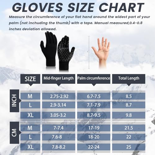 Pleneal 2 Pairs Winter Gloves for Men Women - Upgraded Touchscreen Knit Gloves, Anti-Slip Thermal Gloves, Elastic Cuff