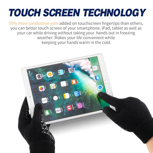 Pleneal 2 Pairs Winter Gloves for Men Women - Upgraded Touchscreen Knit Gloves, Anti-Slip Thermal Gloves, Elastic Cuff
