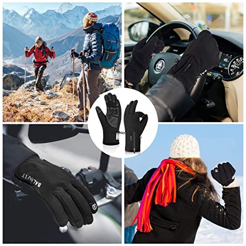 Balhvit -10℉ Waterproof Winter Gloves for Men & Women, Breathable Thermal Gloves, 5-Layer Touch Screen Cold Weather Gloves (XL, Black)