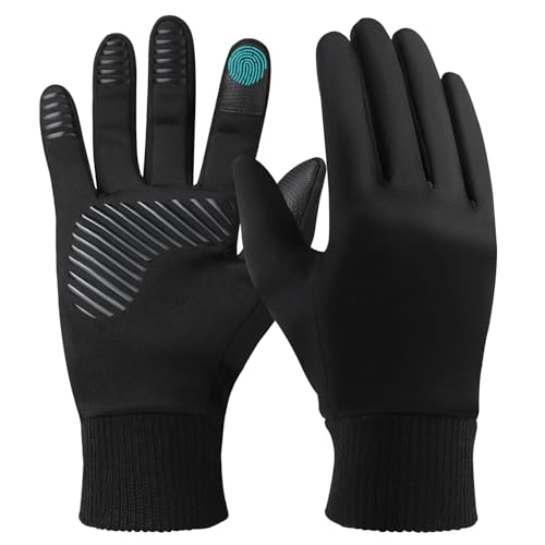 LOUXPERT Waterproof Winter Gloves for Men Women Cold Weather Running Hiking: Water Proof Touch Screen Snow Gloves Black, Thermal Warm Touchscreen Gloves Phone Texting Biking Bike Driving