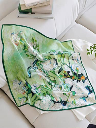 PoeticEHome 100% Pure Mulberry Silk Square Scarf 27"x27" Women Neckerchief Headscarf Gift Packed