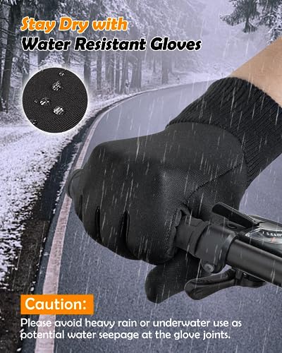 LOUXPERT Waterproof Winter Gloves for Men Women Cold Weather Running Hiking: Water Proof Touch Screen Snow Gloves Black, Thermal Warm Touchscreen Gloves Phone Texting Biking Bike Driving
